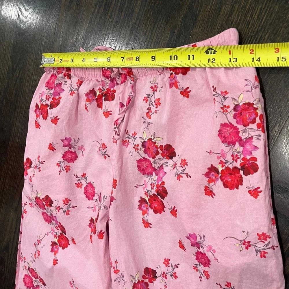 The Cat's Pajamas‎ Pants Womens XS Pink Floral Cotton Drawstring Loungewear